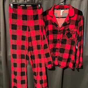 Cozy Red and Black Plaid Pajama Set